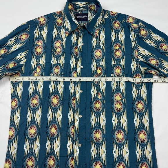 Vtg Wrangler Mens Western Shirt Small 90s Aztec Striped Pearl Snap Button A5 - Picture 6 of 7